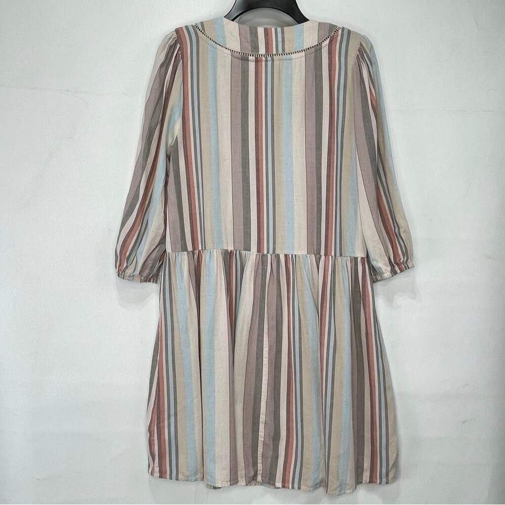KNOX ROSE Women’s Size XS Boho Flowy Stripe Shift Dress Mulitcolor Linen Blend - Picture 9 of 16